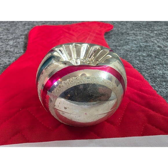 Vintage Mercury Glass Indented Christmas Ball Ornament 2.5 in Striped - Picture 6 of 6
